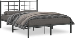 vidaXL - Bedframe - met - hoofdbord - metaal - zwart - 140x200 - cm
