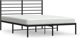 vidaXL - Bedframe - met - hoofdbord - metaal - zwart - 150x200 - cm