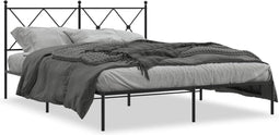 vidaXL - Bedframe - met - hoofdbord - metaal - zwart - 150x200 - cm