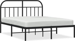 vidaXL - Bedframe - met - hoofdbord - metaal - zwart - 150x200 - cm