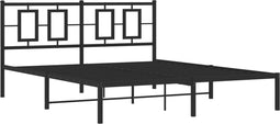 vidaXL - Bedframe - met - hoofdbord - metaal - zwart - 150x200 - cm