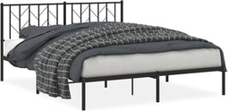 vidaXL - Bedframe - met - hoofdbord - metaal - zwart - 160x200 - cm
