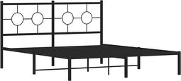 vidaXL - Bedframe - met - hoofdbord - metaal - zwart - 160x200 - cm