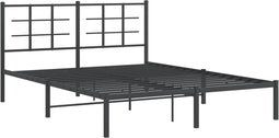 vidaXL - Bedframe - met - hoofdbord - metaal - zwart - 160x200 - cm