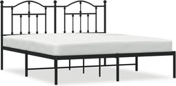 vidaXL - Bedframe - met - hoofdbord - metaal - zwart - 160x200 - cm