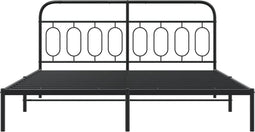 vidaXL - Bedframe - met - hoofdbord - metaal - zwart - 160x200 - cm