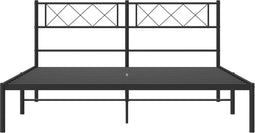 vidaXL - Bedframe - met - hoofdbord - metaal - zwart - 160x200 - cm