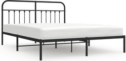 vidaXL - Bedframe - met - hoofdbord - metaal - zwart - 180x200 - cm