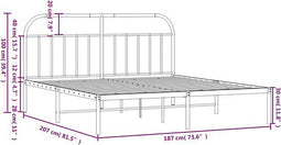 vidaXL - Bedframe - met - hoofdbord - metaal - zwart - 180x200 - cm