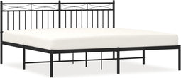 vidaXL - Bedframe - met - hoofdbord - metaal - zwart - 180x200 - cm