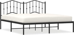 vidaXL - Bedframe - met - hoofdbord - metaal - zwart - 180x200 - cm