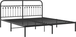vidaXL - Bedframe - met - hoofdbord - metaal - zwart - 183x203 - cm