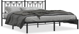 vidaXL - Bedframe - met - hoofdbord - metaal - zwart - 183x213 - cm