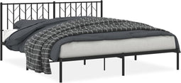vidaXL - Bedframe - met - hoofdbord - metaal - zwart - 183x213 - cm