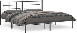 vidaXL - Bedframe - met - hoofdbord - metaal - zwart - 183x213 - cm