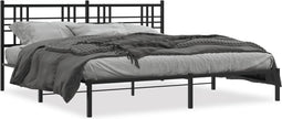 vidaXL - Bedframe - met - hoofdbord - metaal - zwart - 183x213 - cm
