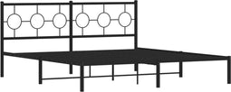 vidaXL - Bedframe - met - hoofdbord - metaal - zwart - 183x213 - cm