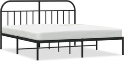 vidaXL - Bedframe - met - hoofdbord - metaal - zwart - 183x213 - cm