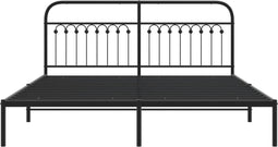 vidaXL - Bedframe - met - hoofdbord - metaal - zwart - 183x213 - cm