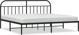 vidaXL - Bedframe - met - hoofdbord - metaal - zwart - 193x203 - cm