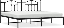 vidaXL - Bedframe - met - hoofdbord - metaal - zwart - 193x203 - cm