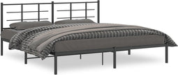 vidaXL - Bedframe - met - hoofdbord - metaal - zwart - 193x203 - cm