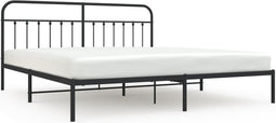 vidaXL - Bedframe - met - hoofdbord - metaal - zwart - 193x203 - cm