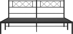 vidaXL - Bedframe - met - hoofdbord - metaal - zwart - 193x203 - cm