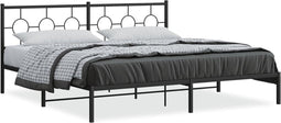vidaXL - Bedframe - met - hoofdbord - metaal - zwart - 193x203 - cm