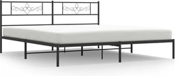 vidaXL - Bedframe - met - hoofdbord - metaal - zwart - 193x203 - cm