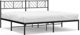 vidaXL - Bedframe - met - hoofdbord - metaal - zwart - 193x203 - cm
