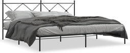 vidaXL - Bedframe - met - hoofdbord - metaal - zwart - 193x203 - cm