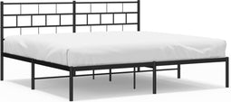 vidaXL - Bedframe - met - hoofdbord - metaal - zwart - 200x200 - cm