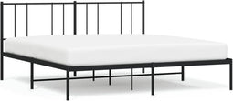 vidaXL - Bedframe - met - hoofdbord - metaal - zwart - 200x200 - cm