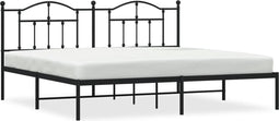 vidaXL - Bedframe - met - hoofdbord - metaal - zwart - 200x200 - cm