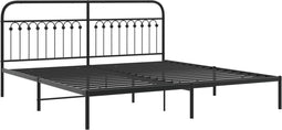 vidaXL - Bedframe - met - hoofdbord - metaal - zwart - 200x200 - cm
