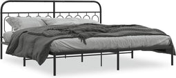 vidaXL - Bedframe - met - hoofdbord - metaal - zwart - 200x200 - cm