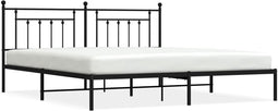 vidaXL - Bedframe - met - hoofdbord - metaal - zwart - 200x200 - cm