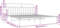 vidaXL - Bedframe - met - hoofdbord - metaal - zwart - 200x200 - cm