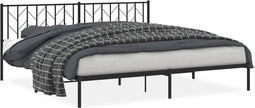 vidaXL - Bedframe - met - hoofdbord - metaal - zwart - 200x200 - cm