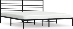vidaXL - Bedframe - met - hoofdbord - metaal - zwart - 200x200 - cm