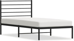 vidaXL - Bedframe - met - hoofdbord - metaal - zwart - 75x190 - cm