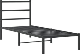 vidaXL - Bedframe - met - hoofdbord - metaal - zwart - 75x190 - cm