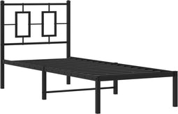 vidaXL - Bedframe - met - hoofdbord - metaal - zwart - 75x190 - cm