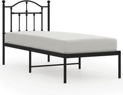 vidaXL - Bedframe - met - hoofdbord - metaal - zwart - 75x190 - cm