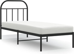 vidaXL - Bedframe - met - hoofdbord - metaal - zwart - 75x190 - cm