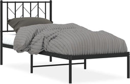 vidaXL - Bedframe - met - hoofdbord - metaal - zwart - 75x190 - cm