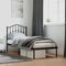 vidaXL - Bedframe - met - hoofdbord - metaal - zwart - 75x190 - cm