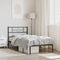 vidaXL - Bedframe - met - hoofdbord - metaal - zwart - 75x190 - cm