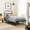 vidaXL - Bedframe - met - hoofdbord - metaal - zwart - 75x190 - cm